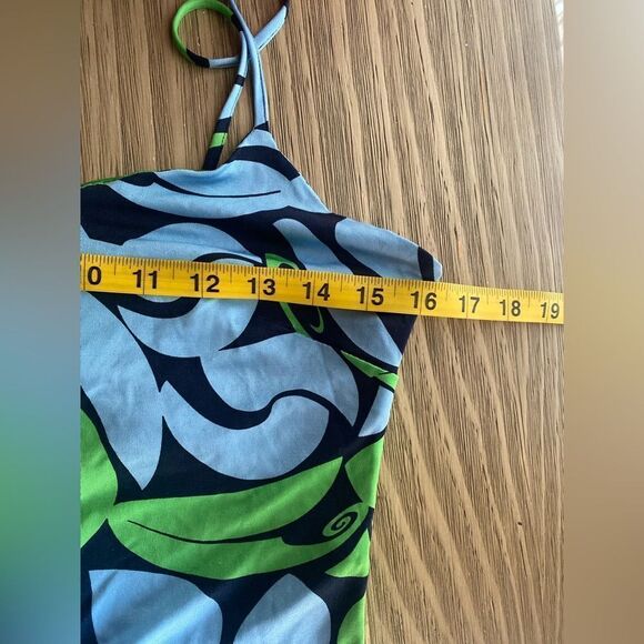 Miu Miu Stretch Mini Dress Size XS Green Blue Spaghetti Strap one-piece - Picture 8 of 11